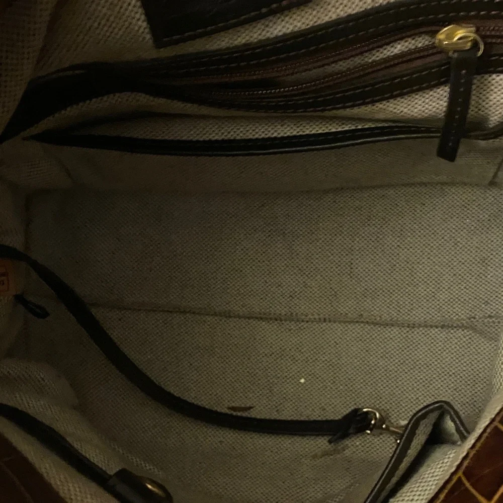 Dooney & Bourke Dark Brown Croc-Embossed Hobo Bag Set